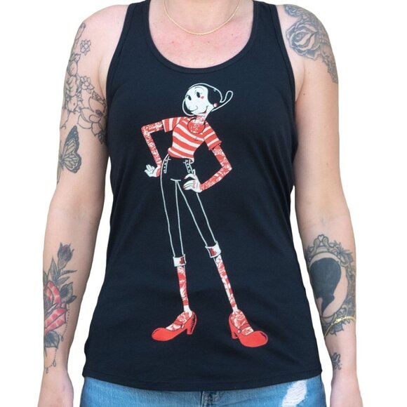 Olive Oyl Tattoo Art Black RacerBack Tank Top S-M-L-XL-2XL NWT - Picture 1 of 5